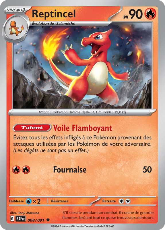Carte Pokémon Reptincel 008/091 Peu commune Destinées de Paldea