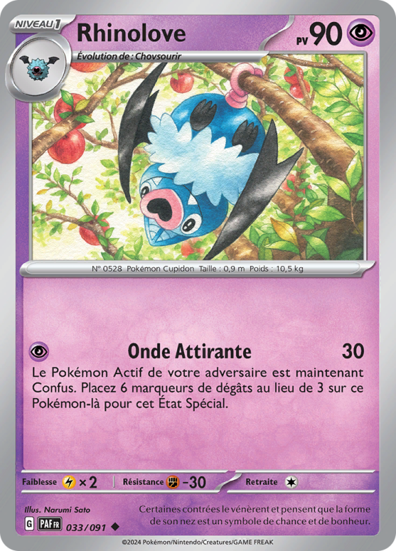 Carte Pokémon Rhinolove 033/091 Peu commune Destinées de Paldea