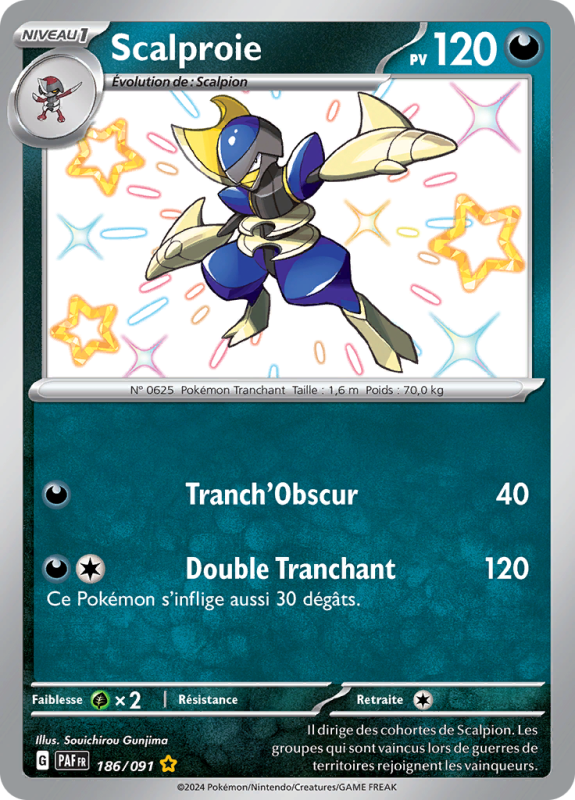 Carte Pokémon Scalproie 186/091 Shiny Destinées de Paldea