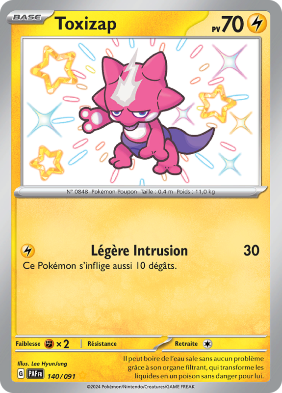 Carte Pokémon Toxizap 140/091 Shiny Destinées de Paldea