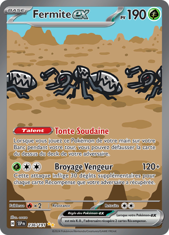 Carte Pokémon Fermite-ex 236/191 Alternative Étincelles Déferlantes