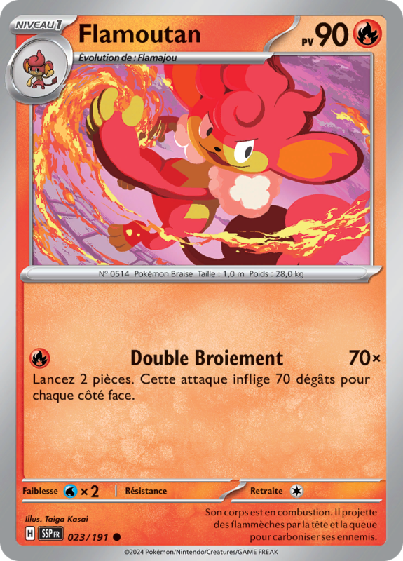 Carte Pokémon Flamoutan 023/191 Commune Étincelles Déferlantes