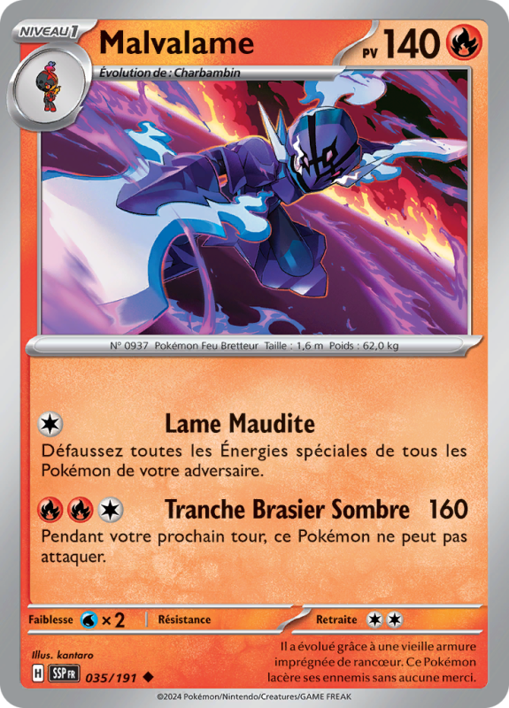 Carte Pokémon Malvalame 035/191 Peu commune Étincelles Déferlantes