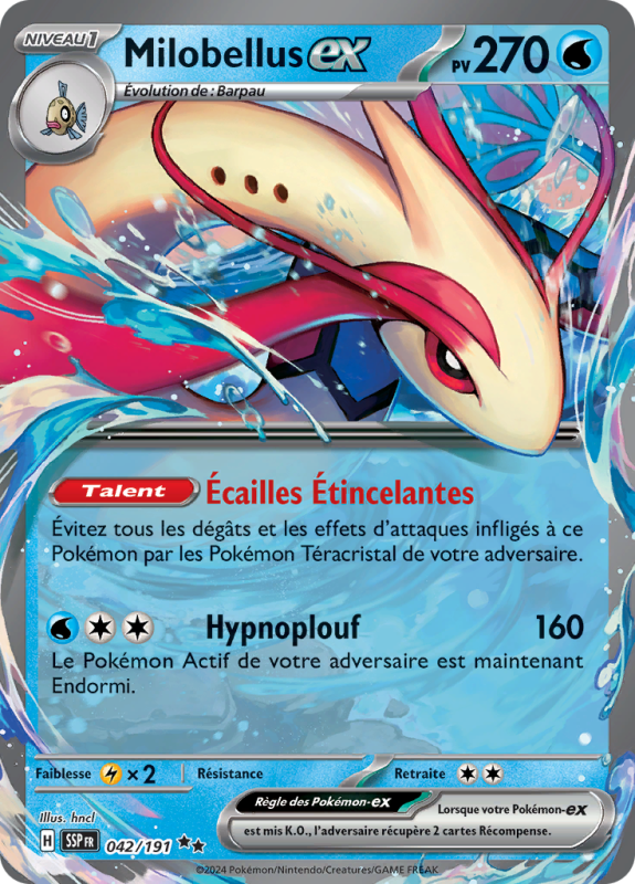 Carte Pokémon Milobellus-ex 042/191 Double rare Étincelles Déferlantes