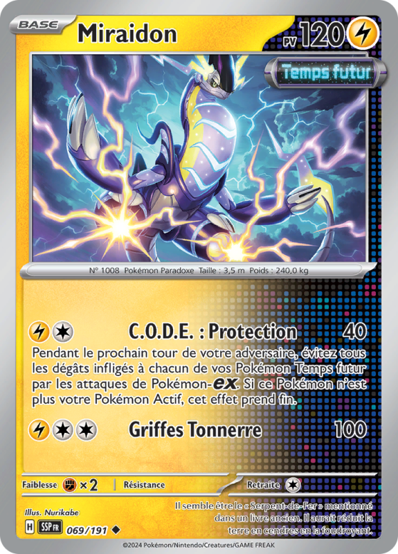 Carte Pokémon Miraidon 069/191 Peu commune Étincelles Déferlantes