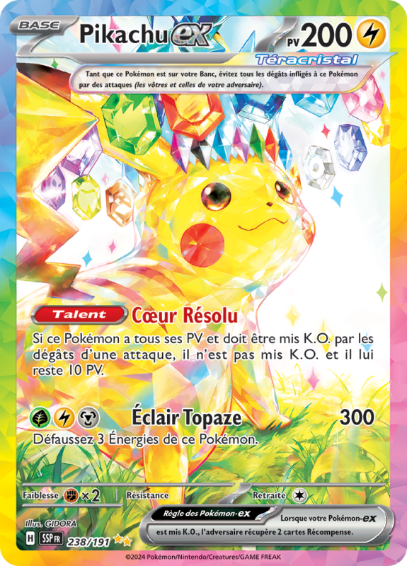 Carte Pokémon Pikachu-ex 238/191 Alternative Étincelles Déferlantes