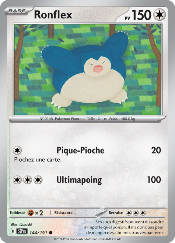 Carte Pokémon Ronflex 144/191 Commune Étincelles Déferlantes