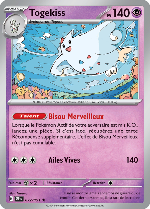 Carte Pokémon Togekiss 072/191 Holographique Étincelles Déferlantes