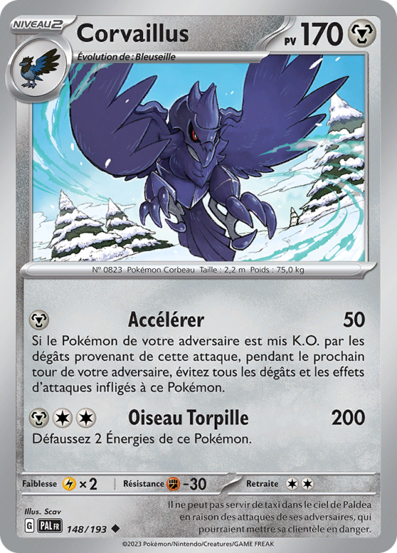 Carte Pokémon Corvaillus 148/193 Peu commune Évolutions à Paldea