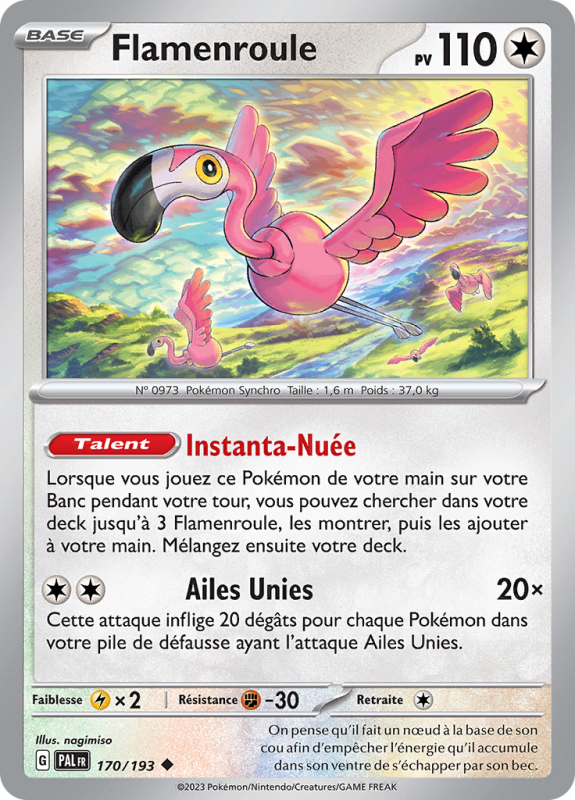 Carte Pokémon Flamenroule 170/193 Peu commune Évolutions à Paldea