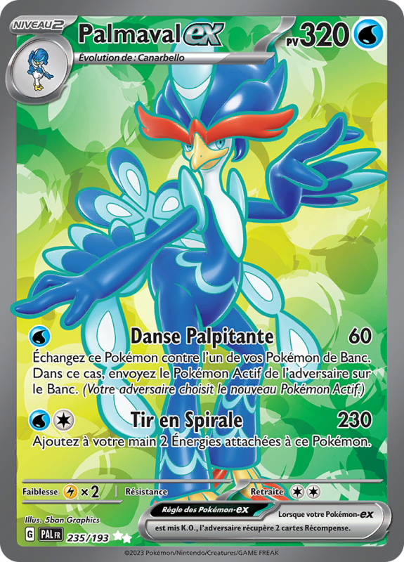 Carte Pokémon Palmaval-ex 235/193 Ultra Rare Évolutions à Paldea