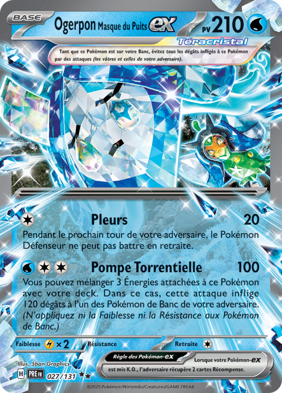 Carte Pokémon Ogerpon Masque du Puits-ex 027/131 Double rare Évolutions Prismatiques