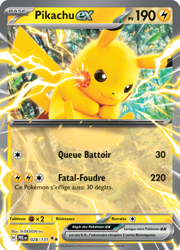 Carte Pokémon Pikachu-ex 028/131 Double rare Évolutions Prismatiques
