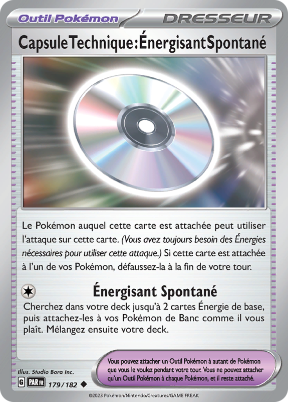 Carte Pokémon Capsule Technique : Énergisant Spontané 179/182 Peu commune Faille Paradoxe