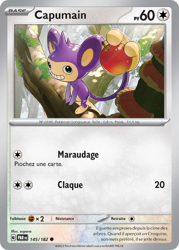 Carte Pokémon Capumain 145/182 Commune Faille Paradoxe