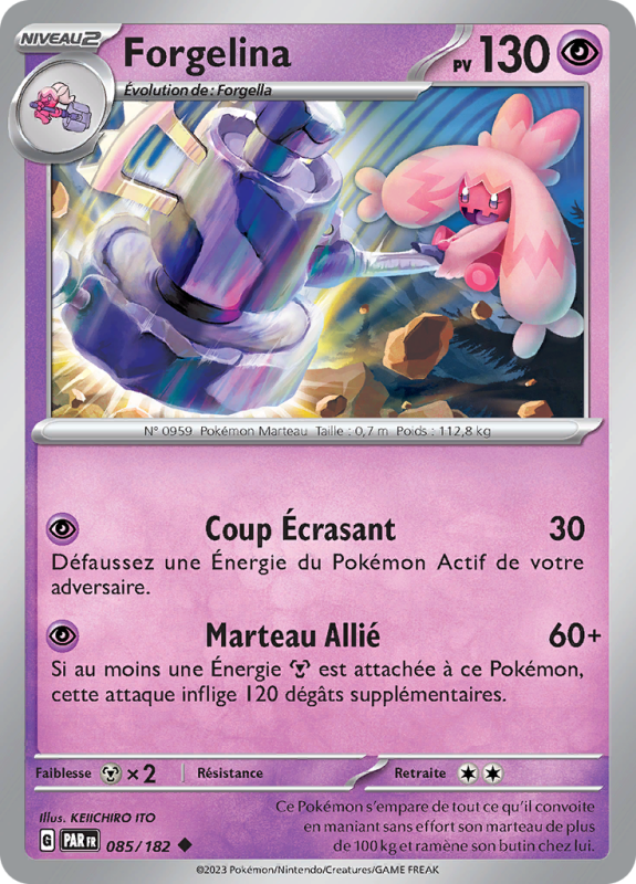 Carte Pokémon Forgelina 085/182 Peu commune Faille Paradoxe