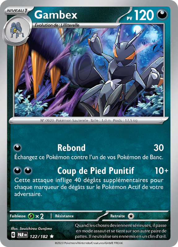 Carte Pokémon Gambex 122/182 Holographique Faille Paradoxe