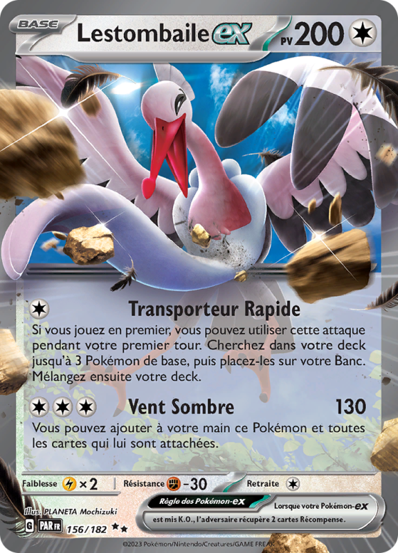 Carte Pokémon Lestombaile-ex 156/182 Double rare Faille Paradoxe