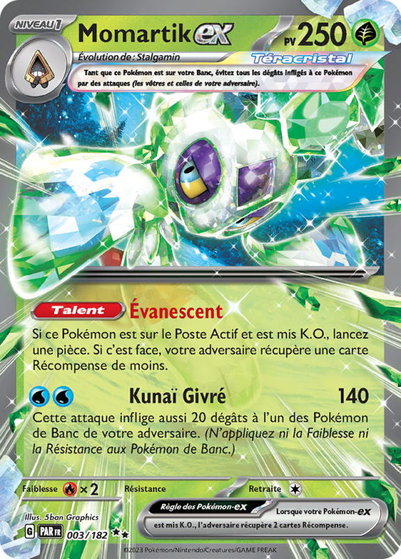 Carte Pokémon Momartik-ex 003/182 Double rare Faille Paradoxe