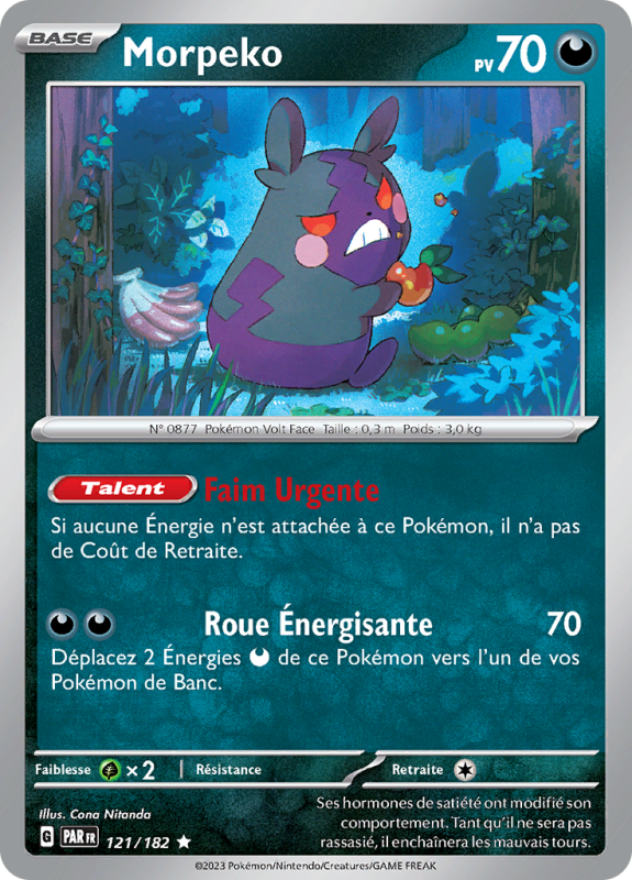 Carte Pokémon Morpeko 121/182 Holographique Faille Paradoxe