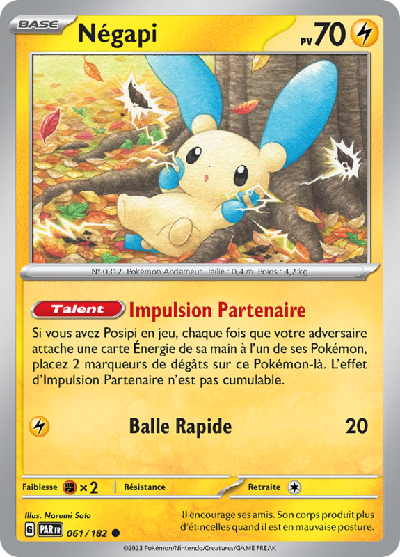 Carte Pokémon Négapi 061/182 Commune Faille Paradoxe