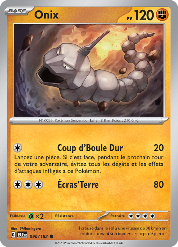 Carte Pokémon Onix 090/182 Commune Faille Paradoxe