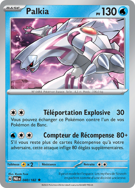 Carte Pokémon Palkia 040/182 Holographique Faille Paradoxe