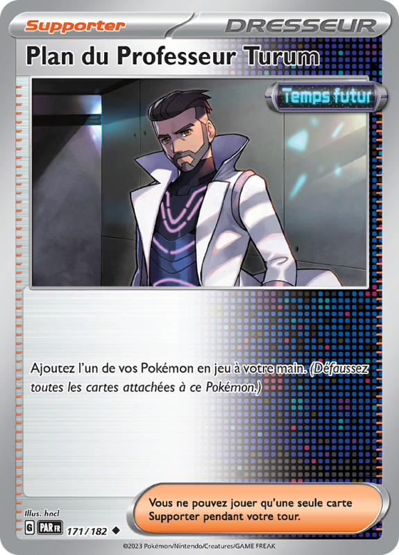 Carte Pokémon Plan du Professeur Turum 171/182 Peu commune Faille Paradoxe