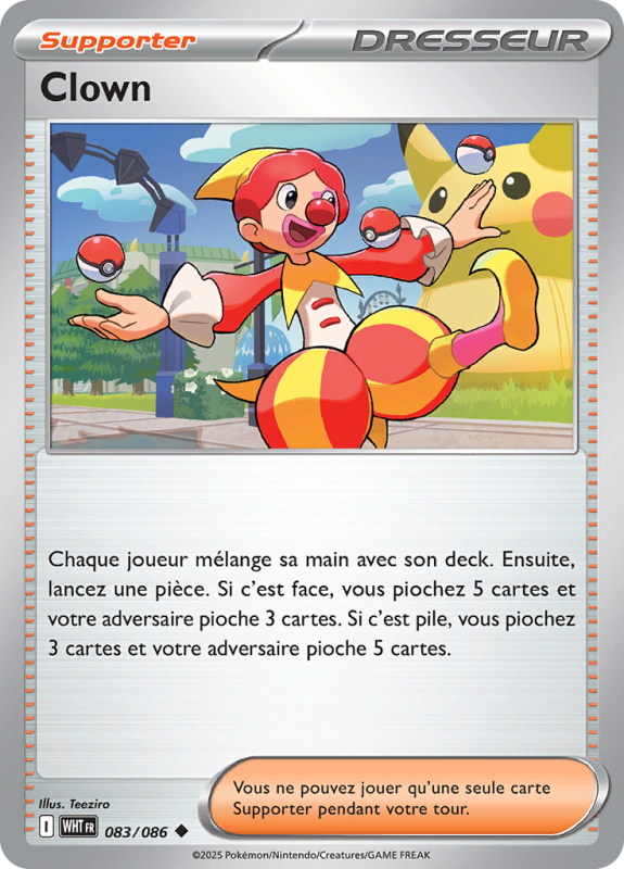 Carte Pokémon Clown 083/086 Peu commune Flamme Blanche