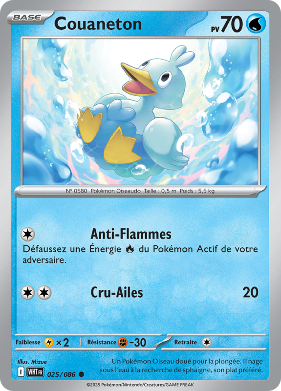 Carte Pokémon Couaneton 025/086 Commune Flamme Blanche