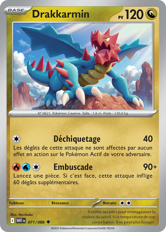 Carte Pokémon Drakkarmin 071/086 Peu commune Flamme Blanche