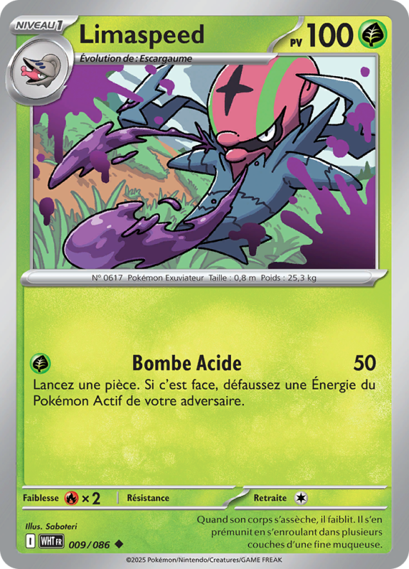 Carte Pokémon Limaspeed 009/086 Peu commune Flamme Blanche