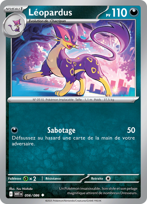 Carte Pokémon Léopardus 056/086 Peu commune Flamme Blanche