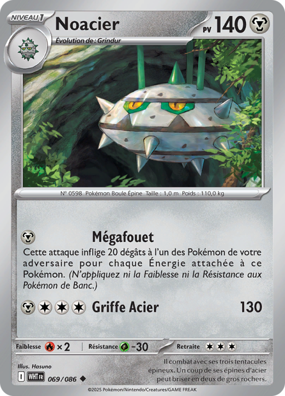 Carte Pokémon Noacier 069/086 Peu commune Flamme Blanche