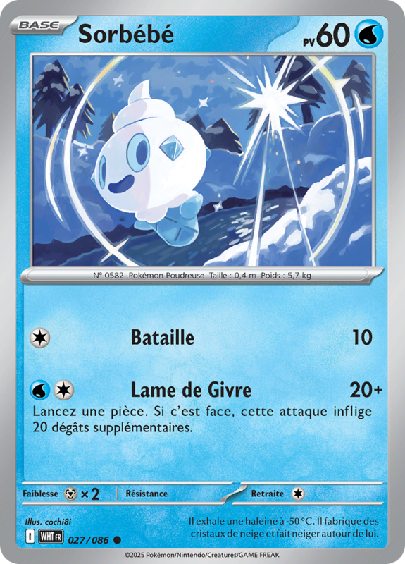 Carte Pokémon Sorbébé 027/086 Commune Flamme Blanche