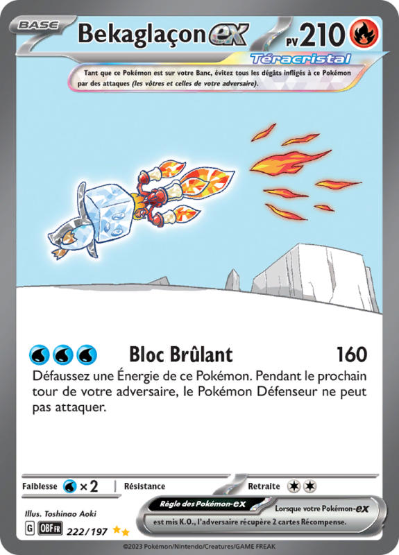 Carte Pokémon Bekaglaçon-ex 222/197 Alternative Flammes Obsidiennes