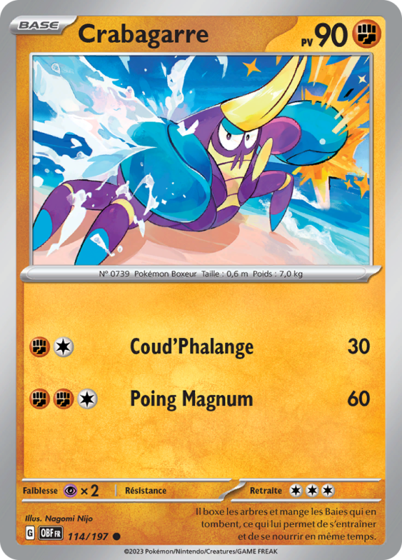Carte Pokémon Crabagarre 114/197 Commune Flammes Obsidiennes