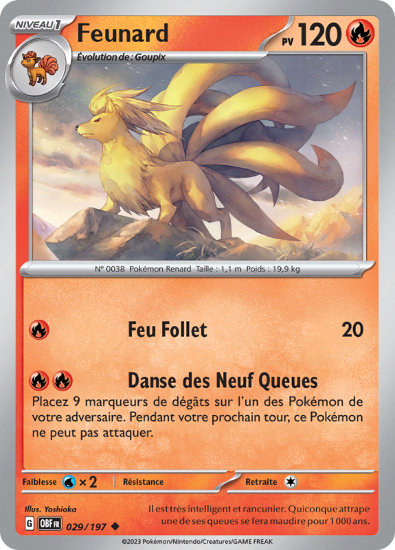 Carte Pokémon Feunard 029/197 Peu commune Flammes Obsidiennes