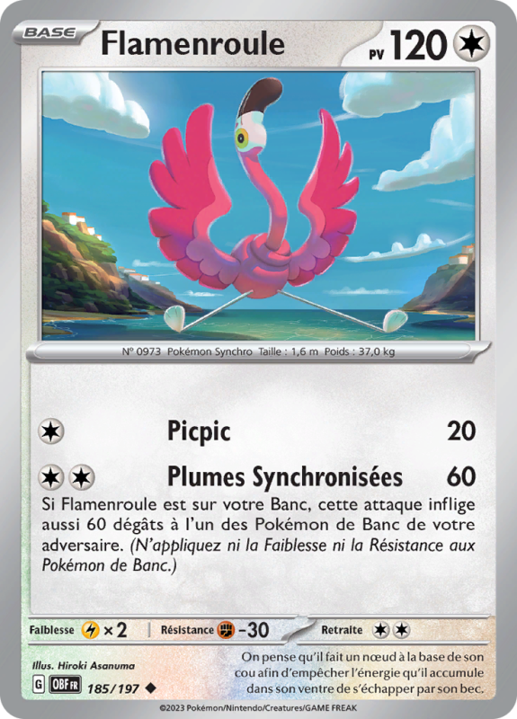 Carte Pokémon Flamenroule 185/197 Peu commune Flammes Obsidiennes