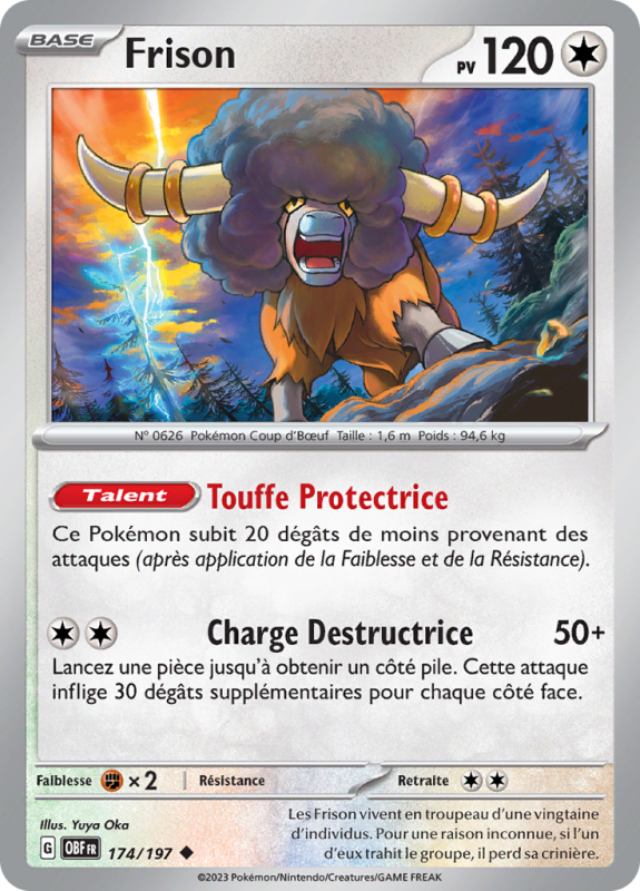 Carte Pokémon Frison 174/197 Peu commune Flammes Obsidiennes