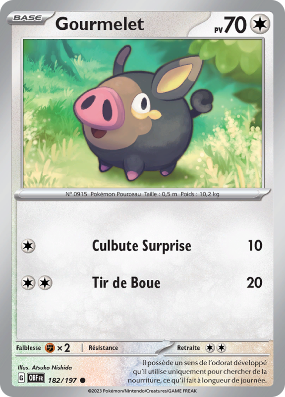 Carte Pokémon Gourmelet 182/197 Commune Flammes Obsidiennes