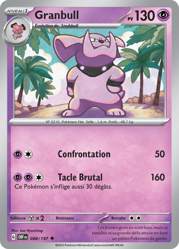 Carte Pokémon Granbull 088/197 Peu commune Flammes Obsidiennes
