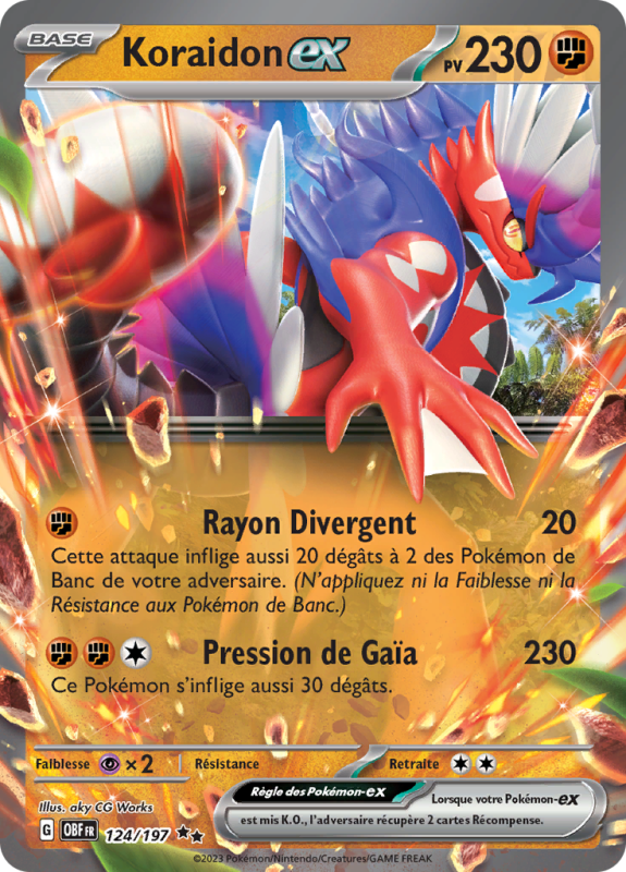 Carte Pokémon Koraidon-ex 124/197 Double rare Flammes Obsidiennes