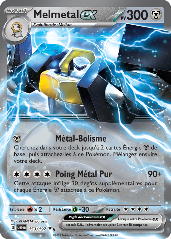 Carte Pokémon Melmetal-ex 153/197 Double rare Flammes Obsidiennes