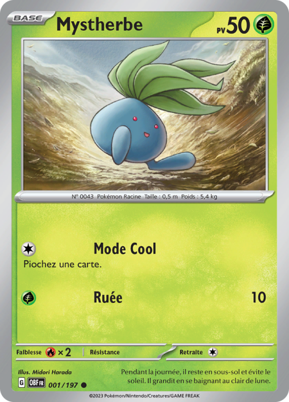 Carte Pokémon Mystherbe 001/197 Commune Flammes Obsidiennes