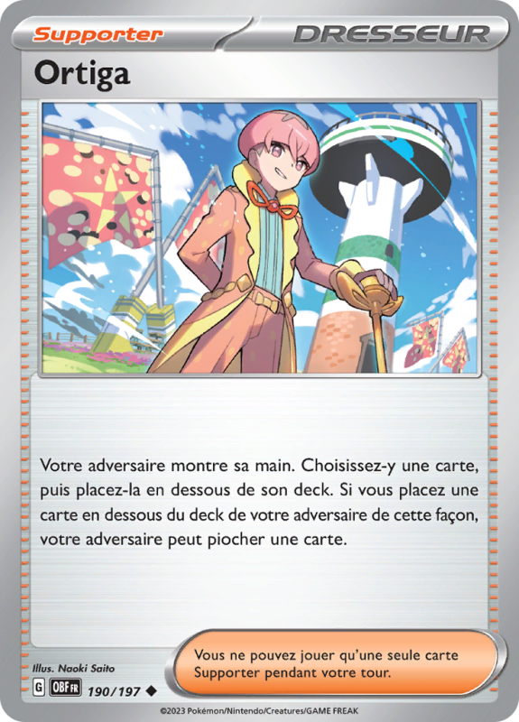 Carte Pokémon Ortiga 190/197 Peu commune Flammes Obsidiennes