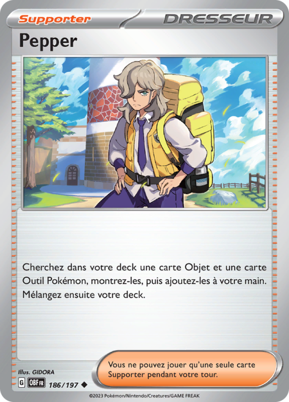 Carte Pokémon Pepper 186/197 Peu commune Flammes Obsidiennes