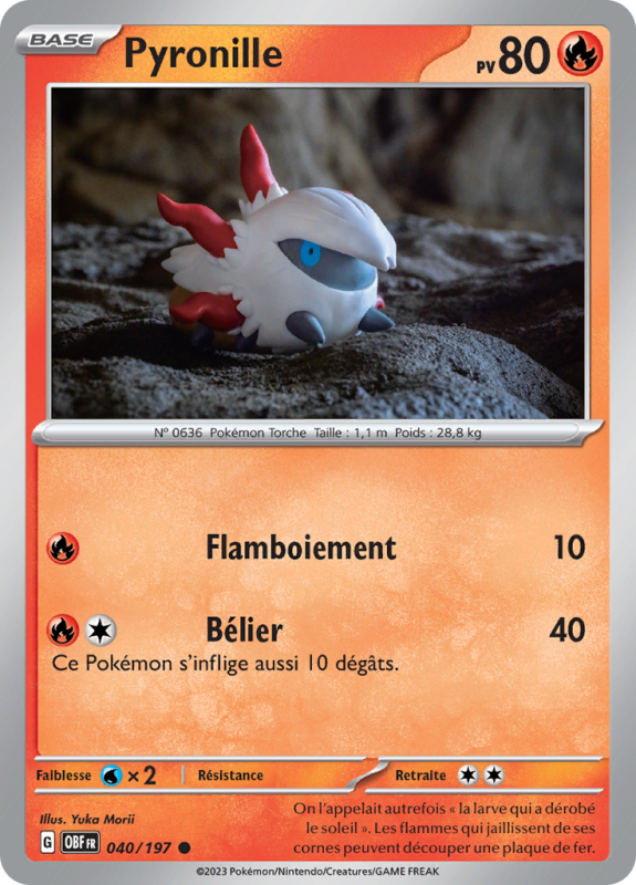 Carte Pokémon Pyronille 040/197 Commune Flammes Obsidiennes