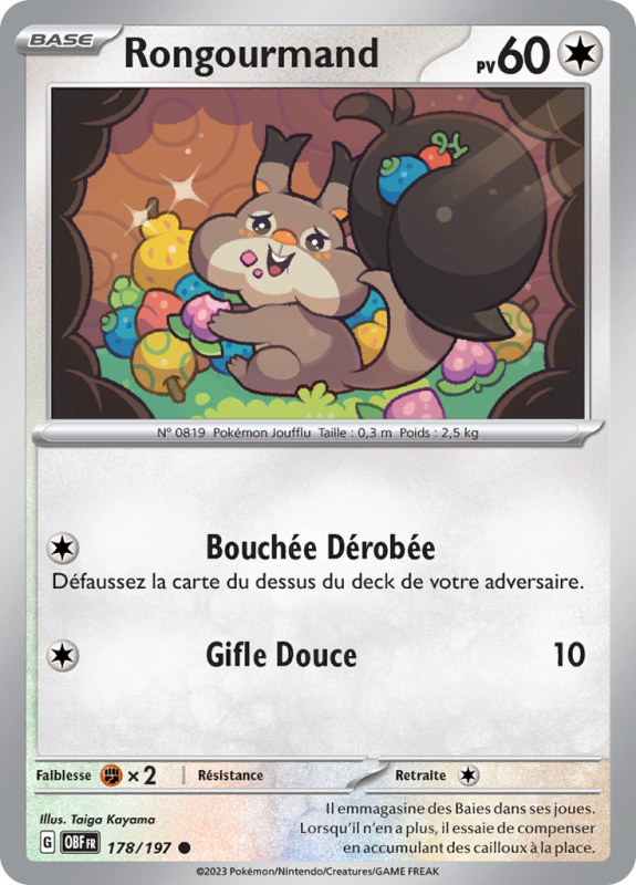 Carte Pokémon Rongourmand 178/197 Commune Flammes Obsidiennes