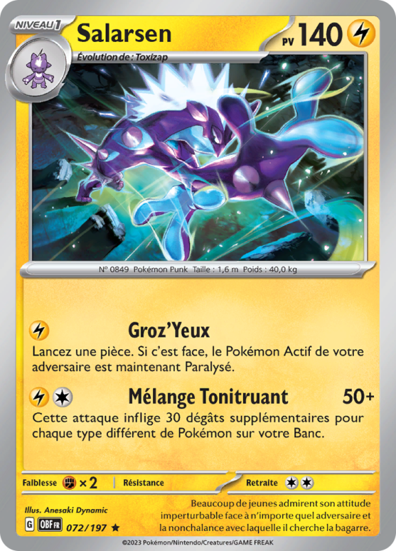 Carte Pokémon Salarsen 072/197 Holographique Flammes Obsidiennes